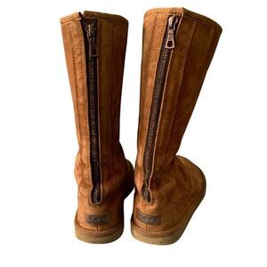 Ugg Chestnut Knightsbridge Back Zip  Suede Shearling Sheepskin Boots women’s sz